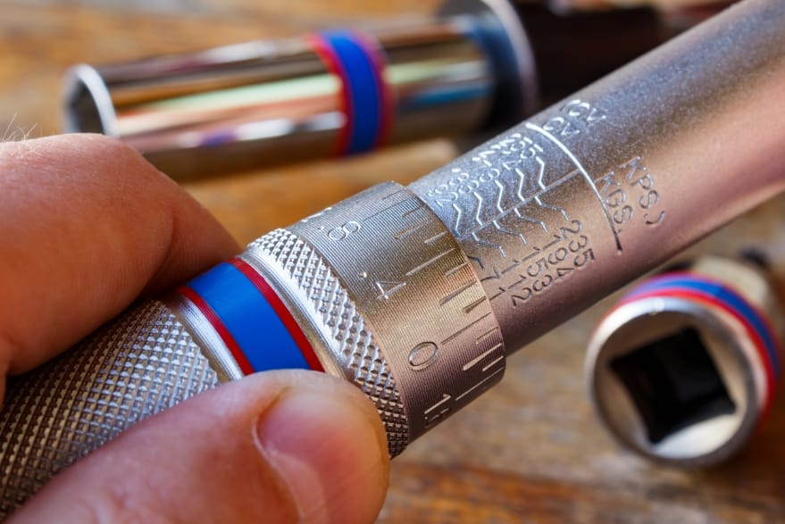 Close-up image of a technofast torque wrench, a precision tool for tightening bolts
